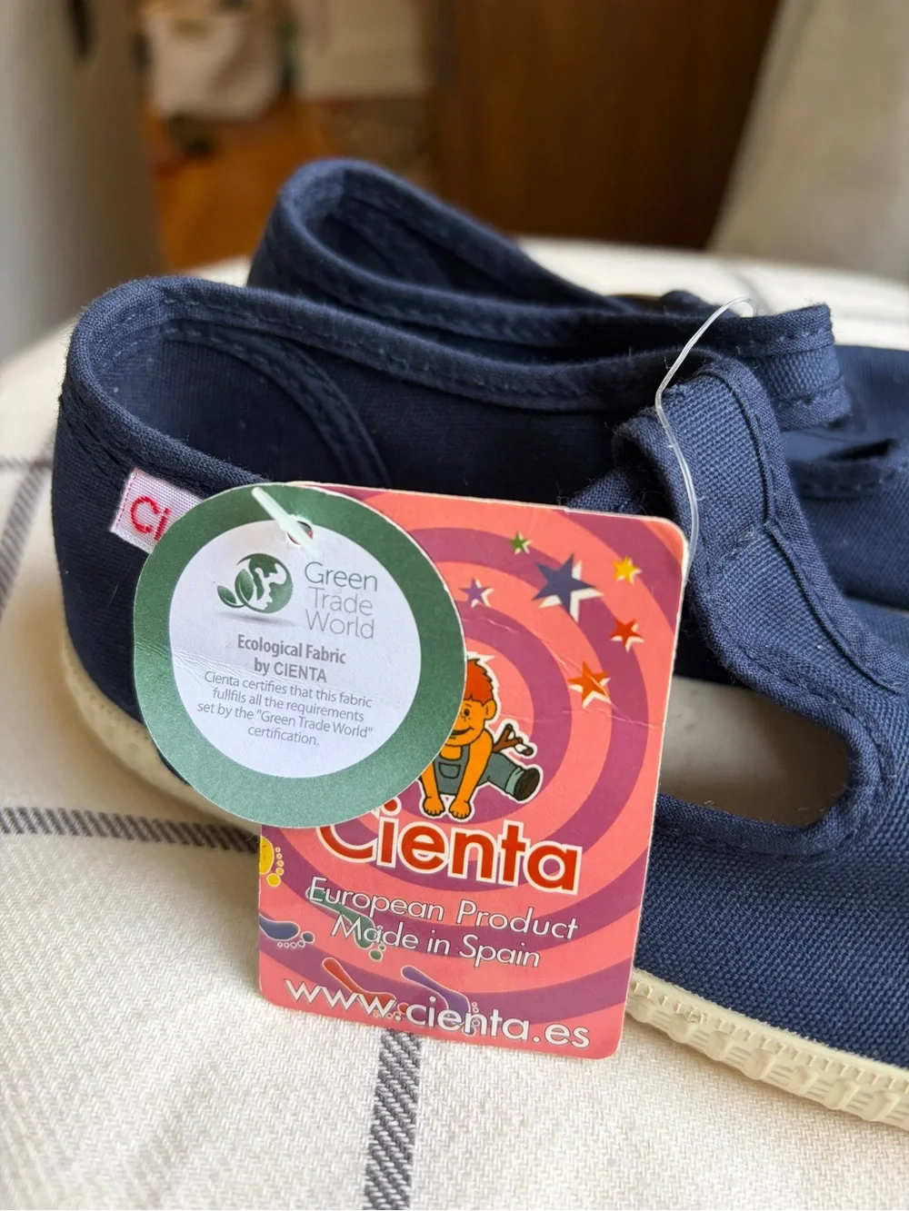 Cienta Navy Canvas Mary Jane Kids Shoes